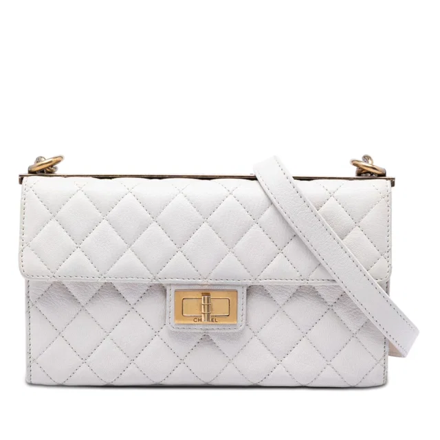 White Chanel Medium Quilted Goatskin Reissue 2.55 Rita Flap Crossbody Bag in White Goatskin from Designer Revival