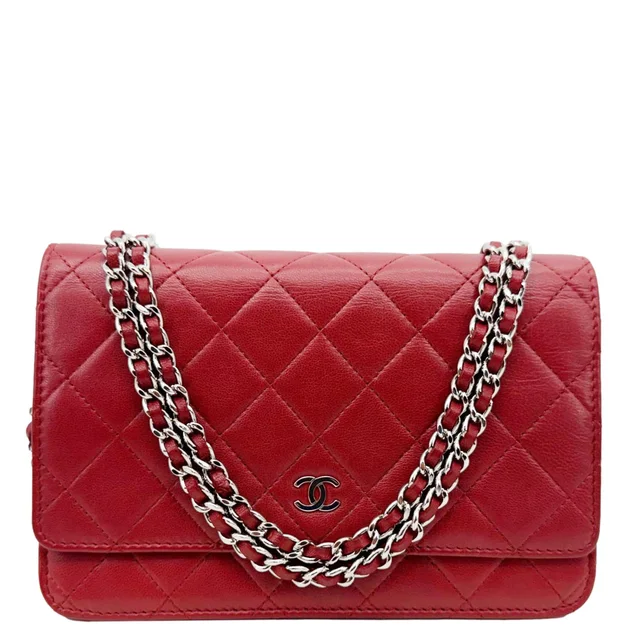 Chanel Classic Flap Quilted Leather Wallet On Chain Red in Red Leather from Dallas Designer Handbags