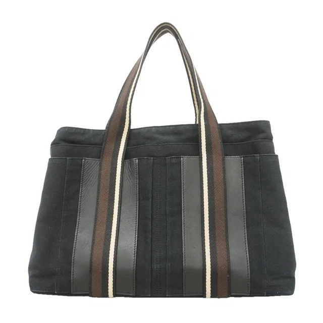 Hermès Tote Bag Troca Horizontal MM Canvas Black Silver in Black Canvas from The Reluxe