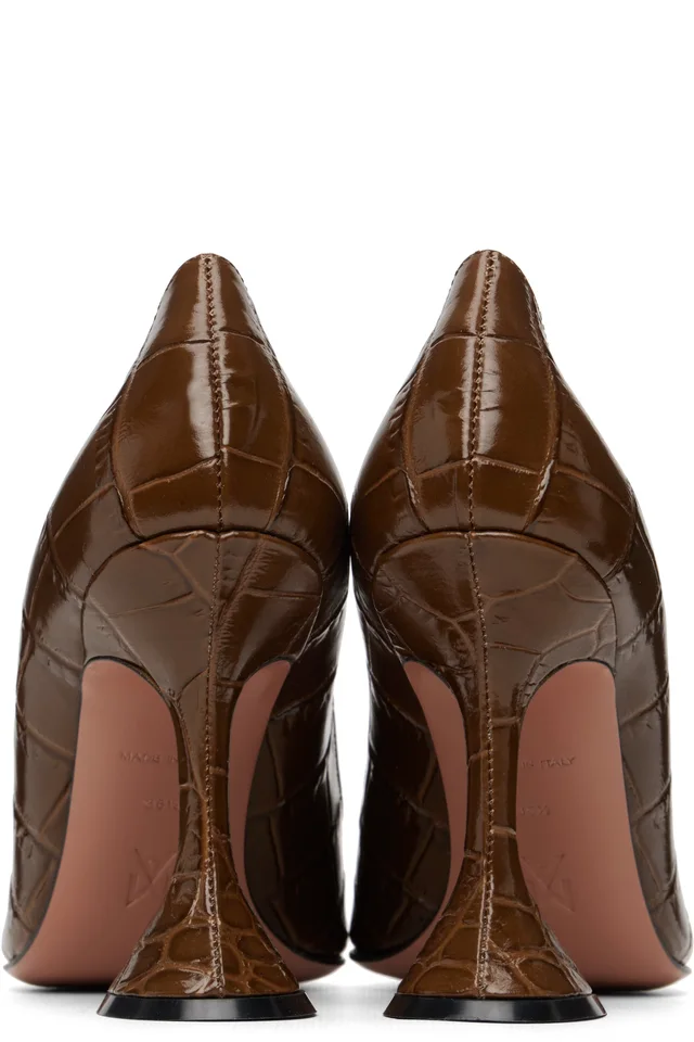 Amina Muaddi Brown Ami Pump 95 Heels, photo 2 of 5 from SSENSE