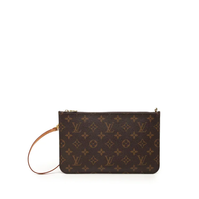 Brown Louis Vuitton Monogram Neverfull MM Pouch in Brown Coated canvas from Designer Revival