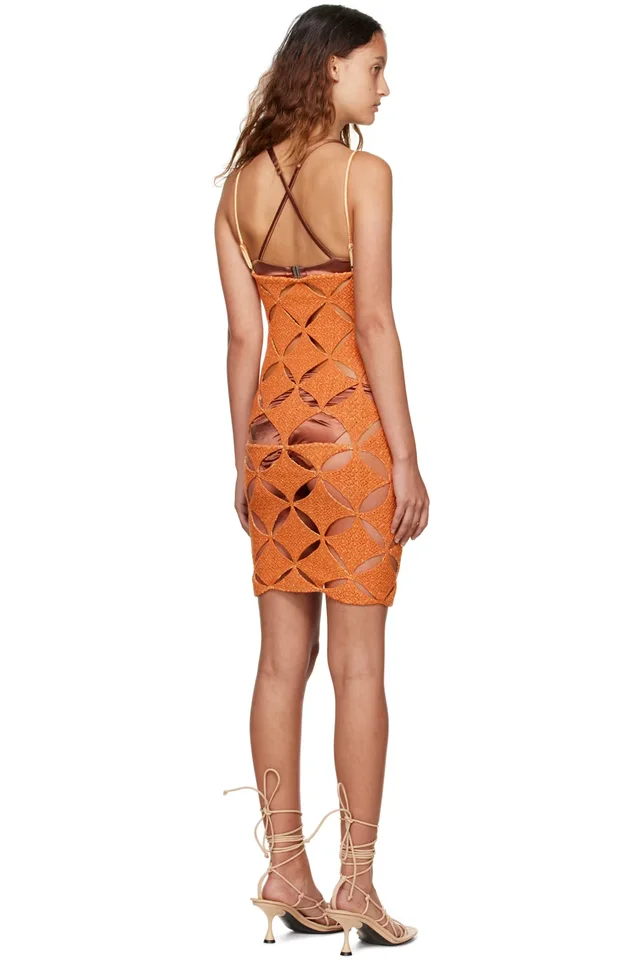 Isa Boulder SSENSE Exclusive Orange & Yellow Reversible Minidress, photo 3 of 4 from SSENSE