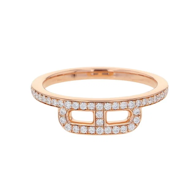 Link de HERMES Ring Size 50/#10 18K Pink Gold in Pink from GALLERY RARE