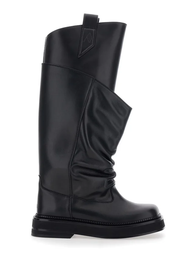 The attico 'Passeggiata' Black Boots with Heel-Tab and Rubber Sole in Leather Woman in Black 100% Calf, photo 2 of 8 from Gaudenzi Boutique