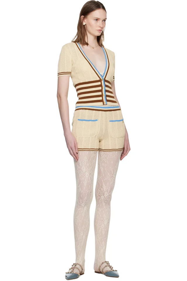Valentino Beige Cotton Shorts, photo 4 of 4 from SSENSE
