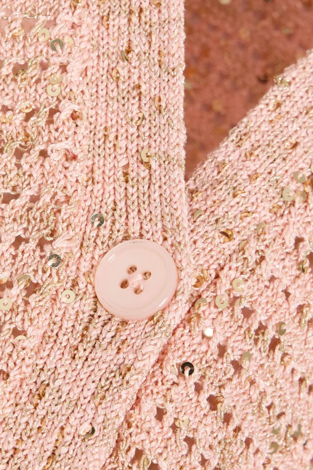 Carolina Herrera Sequin-Embellished Pointelle-Knit Cardigan in Blush, photo 4 of 4 from THE OUTNET