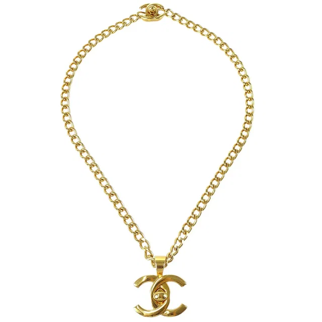 Chanel Turnlock Gold Chain Necklace 96P in Gold from AMORE Vintage Tokyo