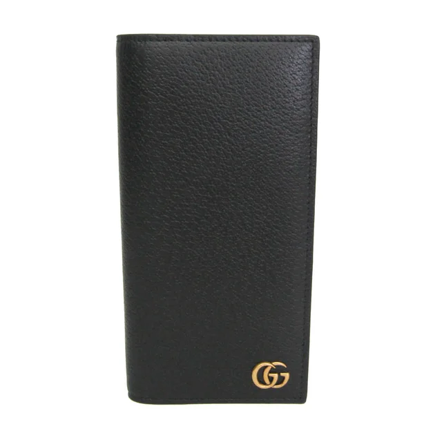 Gucci Double G 795166 Men's Leather Long Wallet (bi-fold) Black in Black Leather from Elady