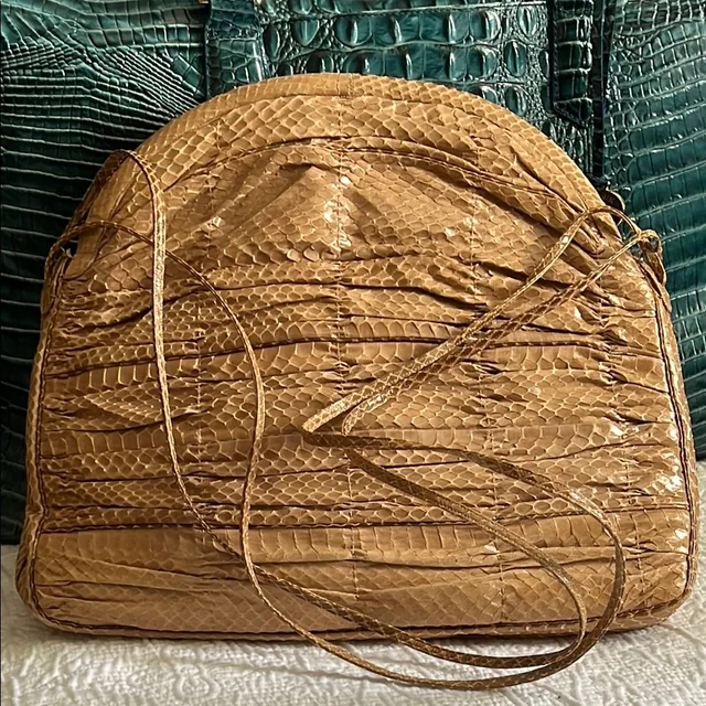 Judith Leiber Large Rare Python Tri-Compartment Shoulderbag /Camel/Honey Brown in brown|neutral Python from Poshmark