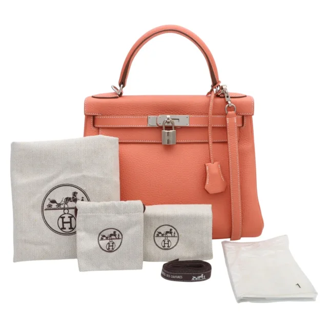 Hermès 2013 Kelly 28 Crevette in Clemence leather from VINTAGE QOO TOKYO, photo 16 of 16