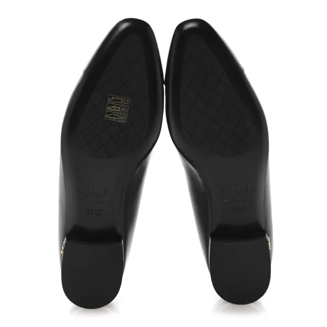 Chanel Cap Toe Ballerina Flats 38.5 Black in Black Lambskin from FASHIONPHILE, photo 6 of 10