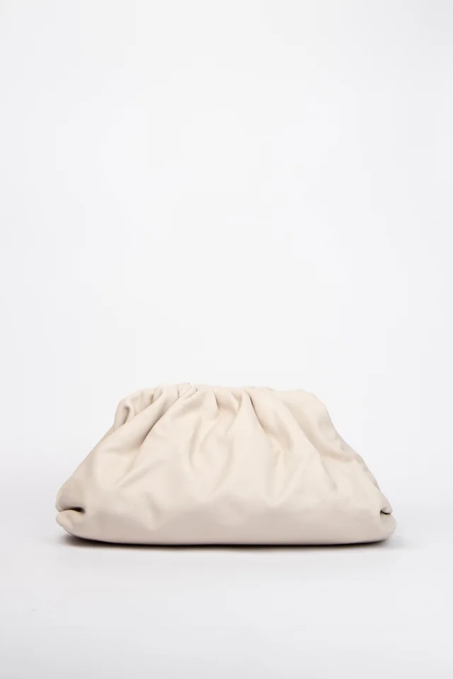 Bottega Veneta Cream Lambskin Leather Pouch Clutch Bag in White Lambskin from Break Archive