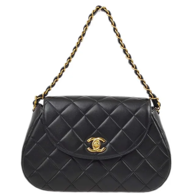 Chanel 1996-1997 Black Lambskin Chain Handbag in Black Lambskin from AMORE Vintage Tokyo
