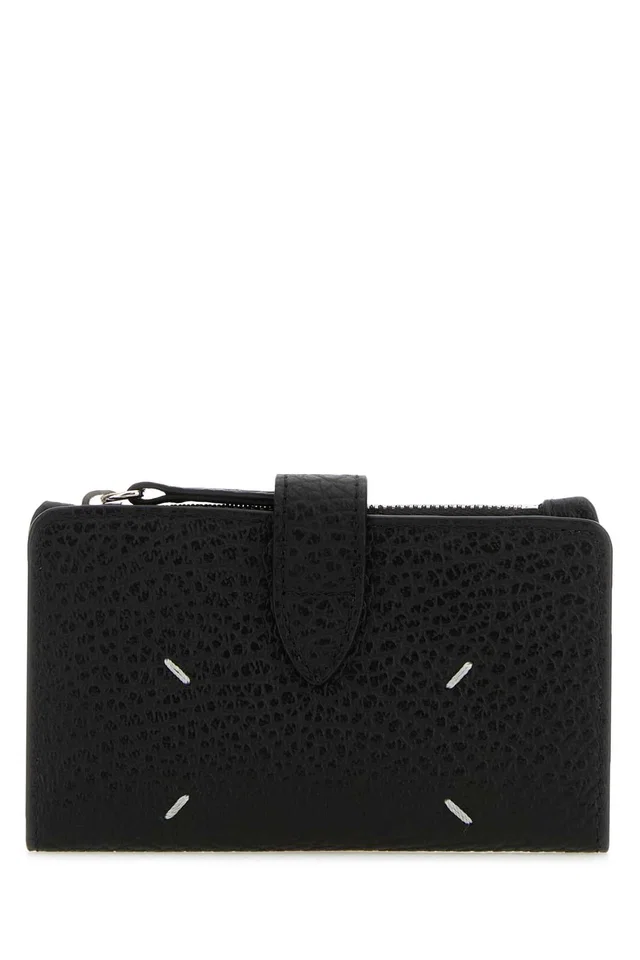 Maison Margiela Holder Card Case — Black Wallet in Black Leather from HEWI