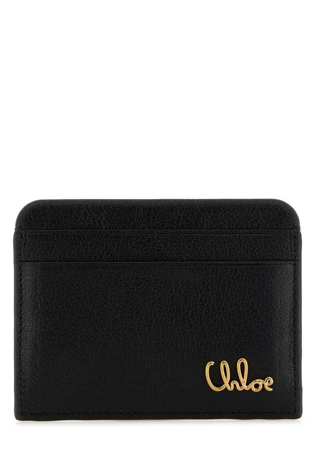 Chloé Leather Card Case — Black Wallet in Black Leather from HEWI