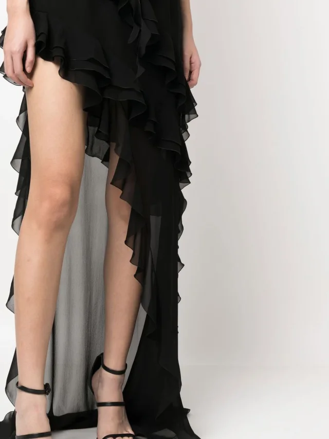Alessandra Rich Ruffles Detail Silk Georgette Evening Dress, photo 2 of 4 from Balardi