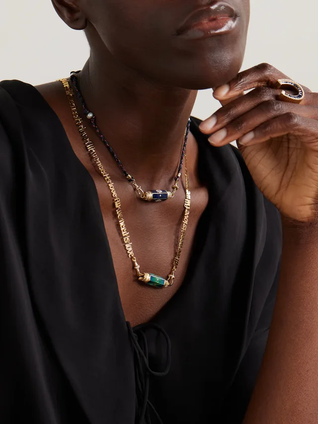 MARIE LICHTENBERG All We Need is Love 18-karat gold diamond necklace - gold - One Size in Metallic 80% 750/1000 yellow gold 20% Diamond, photo 5 of 6 from NET-A-PORTER (Canada)