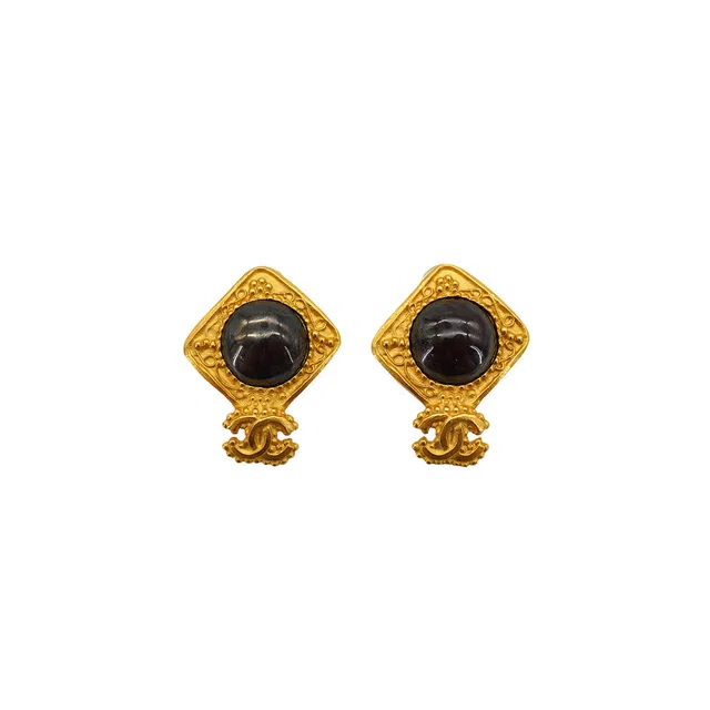 Chanel Vintage Earrings Cocomark Dia Gold Accessory 96A in Gold from Luxury Promise