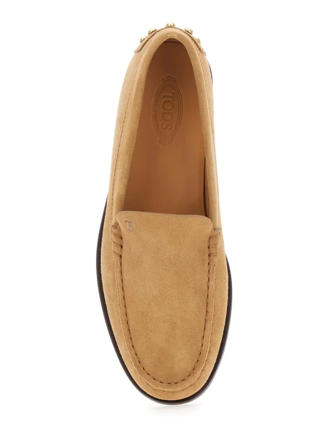 Tod's Beige Loafers with Embossed Logo and Stud Details on the Back in Leather Woman in Beige 100% Calf, photo 7 of 8 from Gaudenzi Boutique