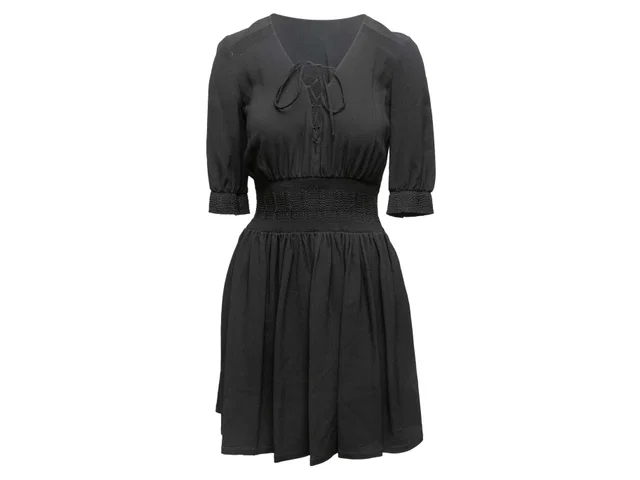 Black Prada Lace-Up Bodice Dress Size US S in Black from Designer Revival