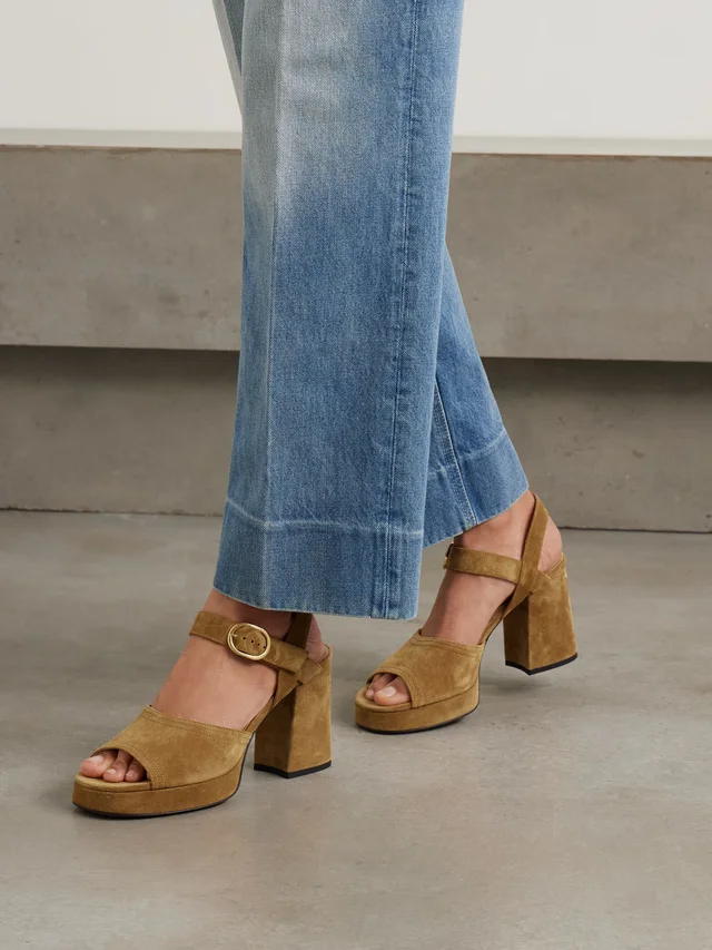VALENTINO GARAVANI VLogo 95 suede platform sandals in Beige, photo 2 of 2 from NET-A-PORTER (Canada)