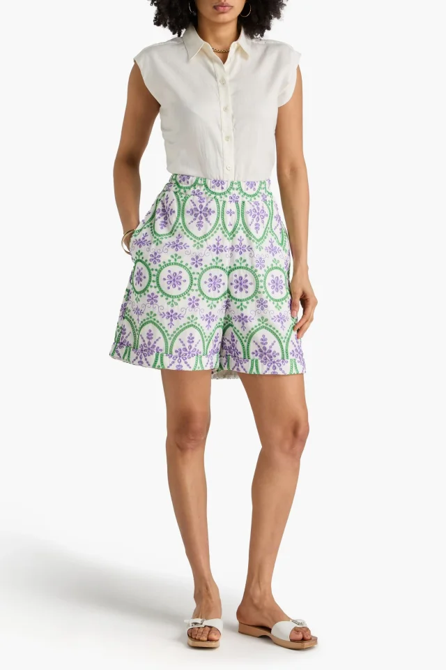 Charo Ruiz Ibiza Lyo Broderie Anglaise Cotton-Blend Shorts in White, photo 7 of 16 from THE OUTNET