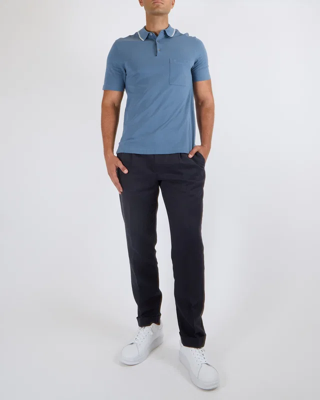 Hermès Menswear Blue Polo T-Shirt with Logo Detailing Size M (UK 40) in Blue from Sellier