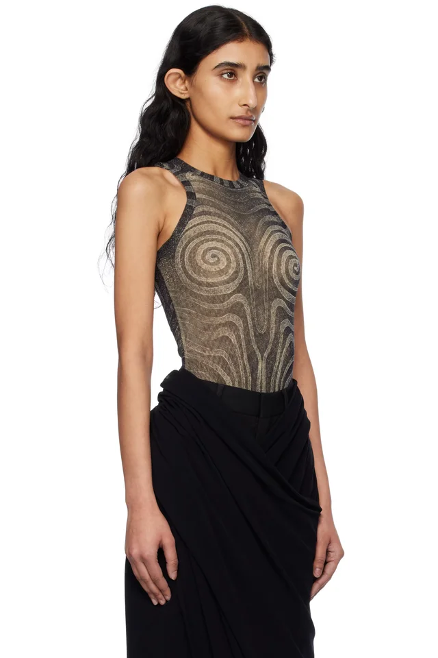 Jean Paul Gaultier Black 'The Spirale' Bodysuit, photo 2 of 5 from SSENSE