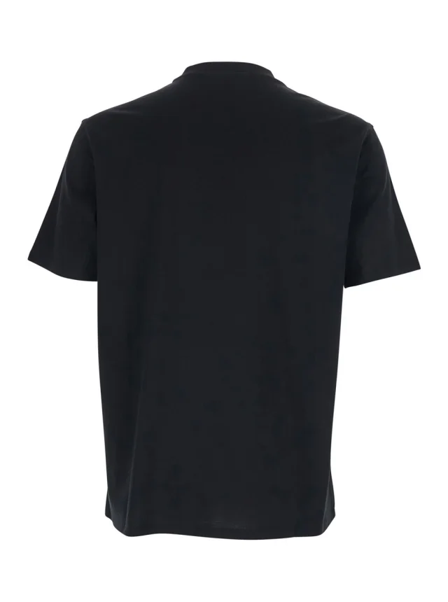 Emporio armani Black Cotton Crew Neck T-Shirt with Logo Embroidery for Men in Black 100% Cotton, photo 3 of 5 from Gaudenzi Boutique