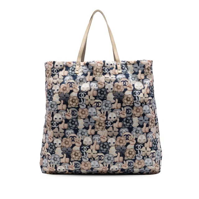 Blue Chanel Large Nylon Cat Emoticon Shopping Tote in Blue Nylon from Designer Revival, photo 1 of 1