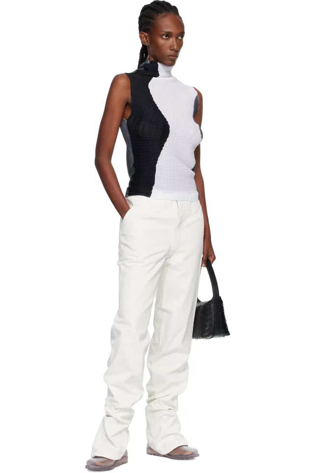 ISSEY MIYAKE White Sculptural Jeans, photo 4 of 4 from SSENSE