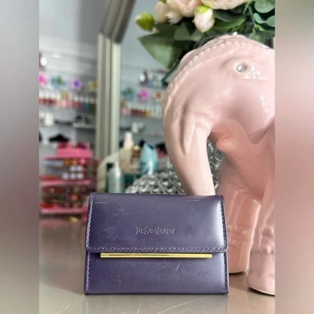 Saint Laurent Women's Cardholders - Purple/Blue in blue|purple from Depop, photo 2 of 9