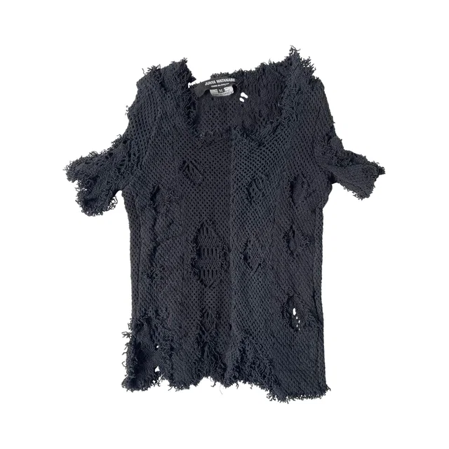 Comme des Garçons Vintage Distressed Mesh Top 'Black' | Women's Size M in black from GOAT