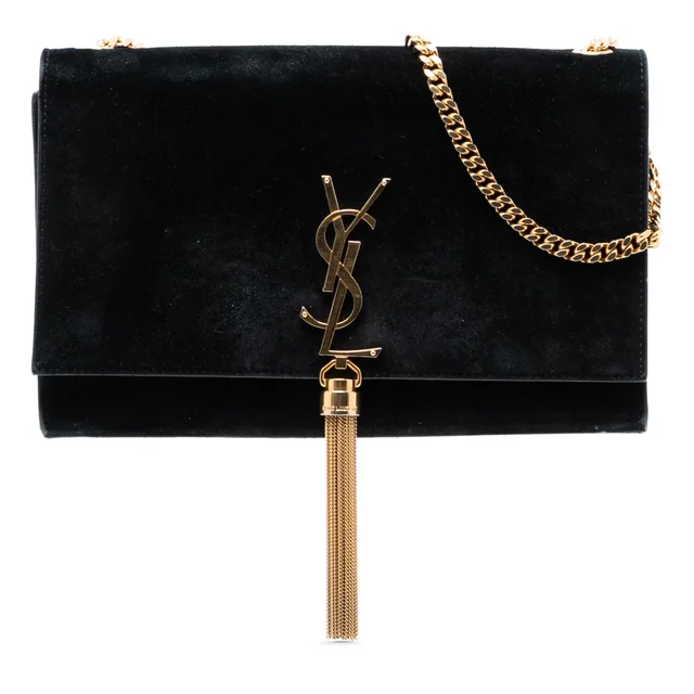 Black Saint Laurent Medium Suede Monogram Kate Tassel Crossbody in Black Suede from Designer Revival, photo 1 of 1