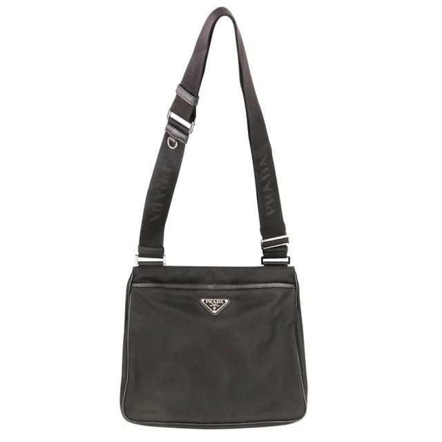 Prada Re-Nylon Saffiano Leather Shoulder Bag Black in Black Saffiano leather from The Reluxe