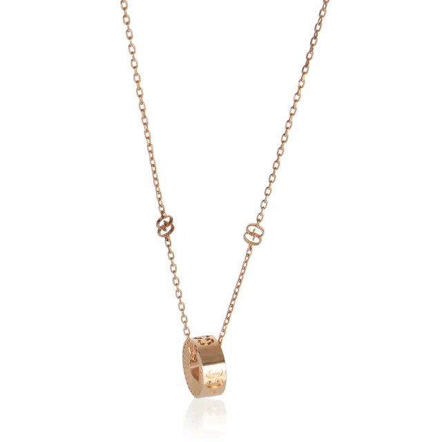 Gucci Rose Gold Icon Gg Star Necklace 18ik in Pink from HEWI