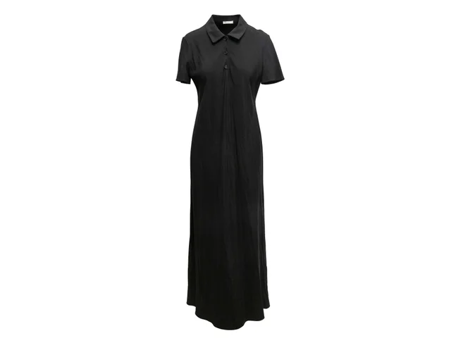 Black The Row Silk-Blend Short Sleeve Maxi Dress Size US 8 in Black Silk from Designer Revival