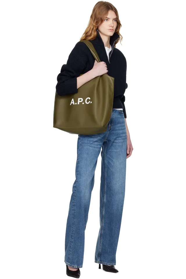 A.P.C. Khaki Ninon Small Tote, photo 4 of 4 from SSENSE