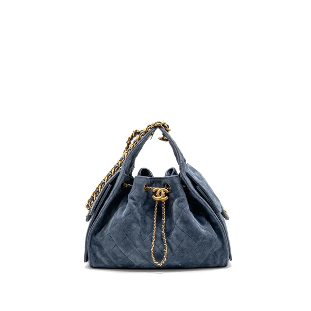 Chanel Small 25 Bag Suede Blue GHW (Microchip) in Blue Suede from EMIER