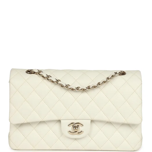 Chanel Medium Classic Double Flap White Caviar Light Gold Hardware in White Caviar leather from Madison Avenue Couture