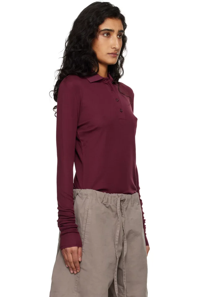 Entire Studios Burgundy LS Polo, photo 2 of 4 from SSENSE