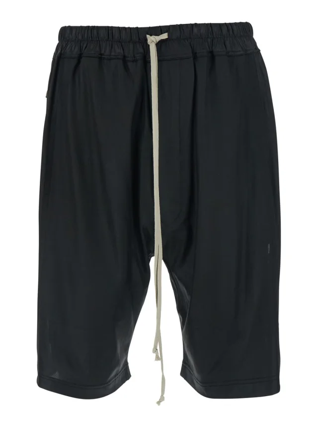 Black Shorts with Elasticated Waist and Drawstring in Tech Fabric for Men in Black, image 1 of 1 from Gaudenzi Boutique