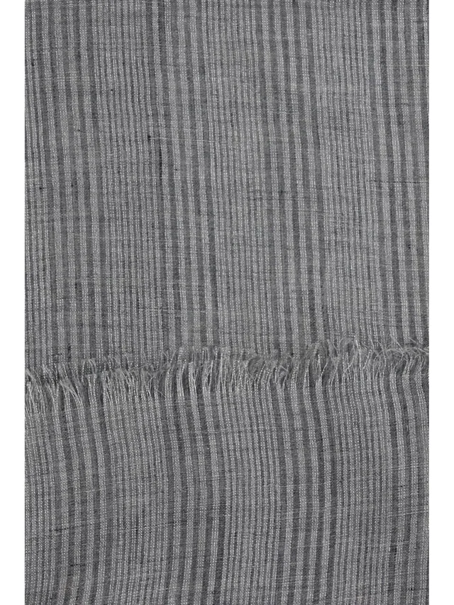 Brunello Cucinelli Linen Striped Scarf — Gray Scarfs in Grey from HEWI