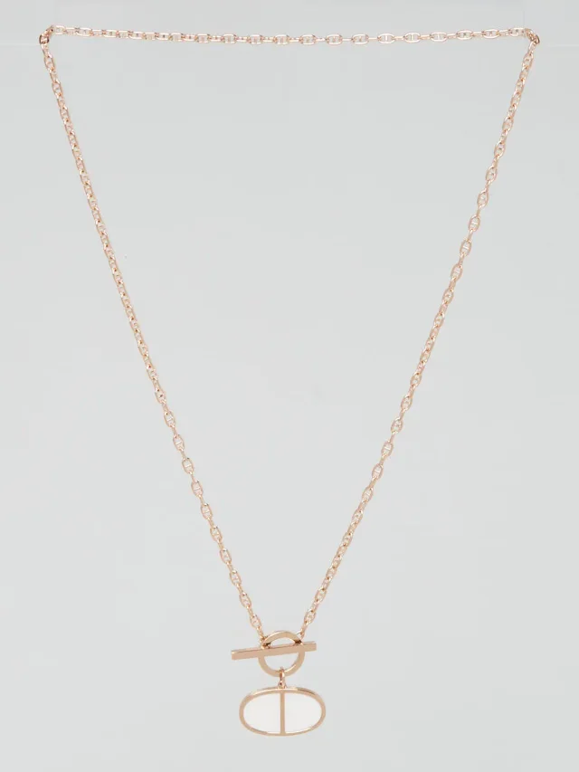 Hermès 18k Rose Gold and White Ceramic Chaine d'Ancre Verso Necklace in White Ceramic from Yoogis, photo 4 of 5