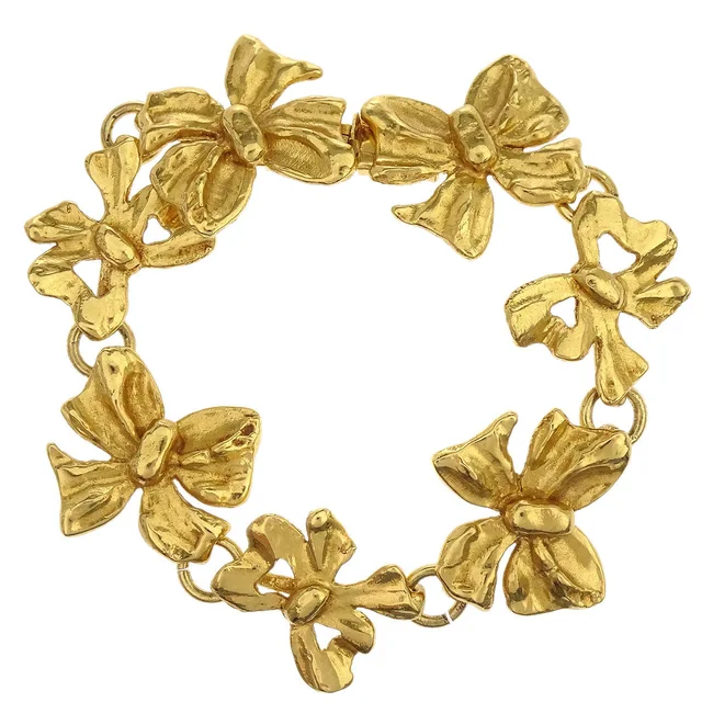 Saint Laurent Gold Bracelet Bow Accessories in Gold from AMORE Vintage Tokyo