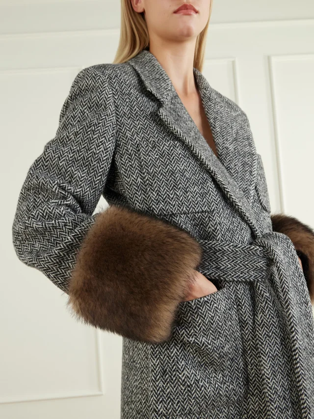 Valentino Belted Herringbone Coat, photo 4 of 4 from SENSER