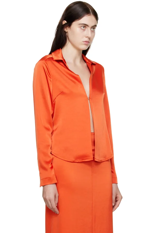 Paris Georgia SSENSE Exclusive Orange Hook-Eye Shirt, photo 2 of 4 from SSENSE