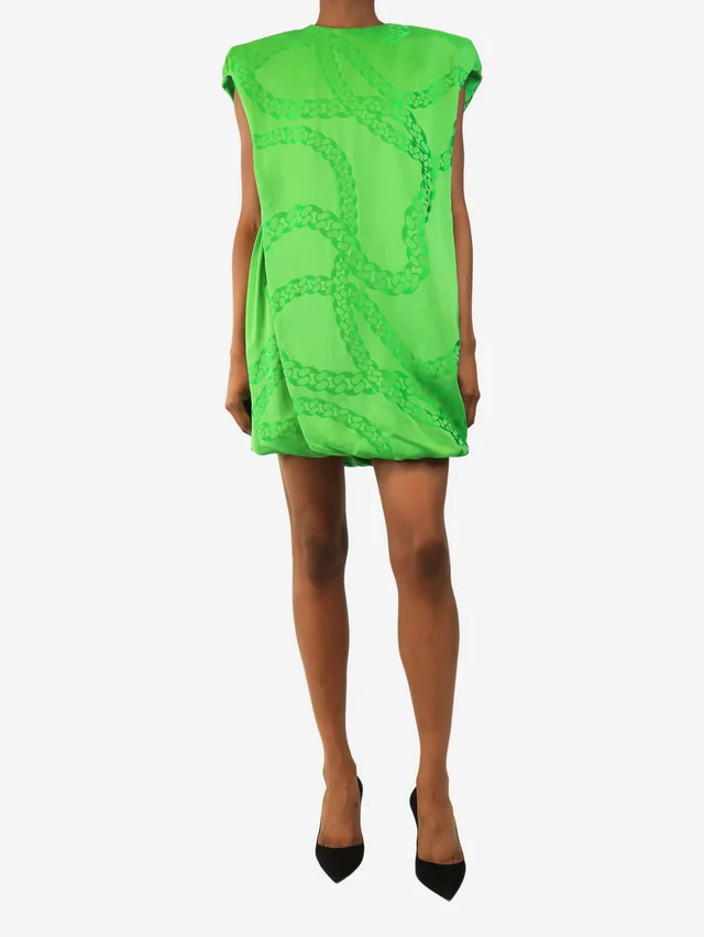 Stella McCartney Green chain jacquard mini dress - size UK 4 in Green from Sign of the Times