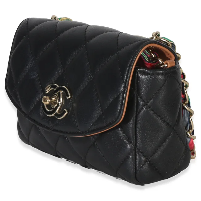 Chanel Black Quilted Lambskin Ribbon Chain Small Cocovado Flap Bag in Black Lambskin from myGemma, photo 2 of 2