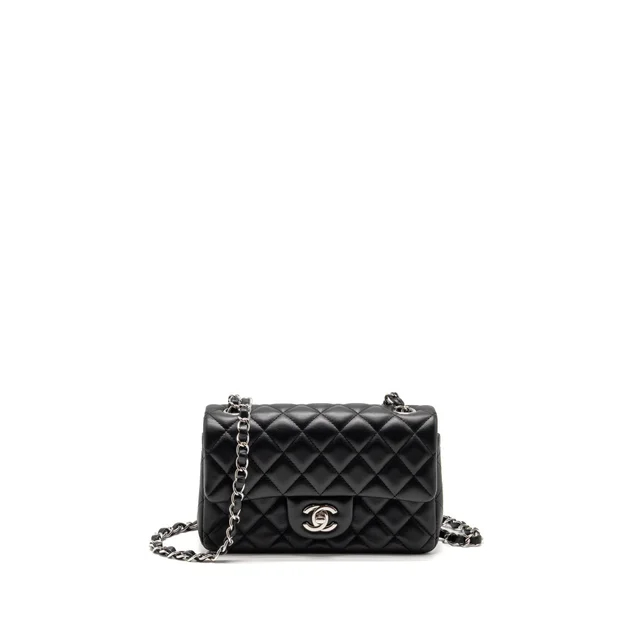 Chanel Mini Rectangular Flap Bag Lambskin Black SHW (Microchip) in Black Lambskin from EMIER